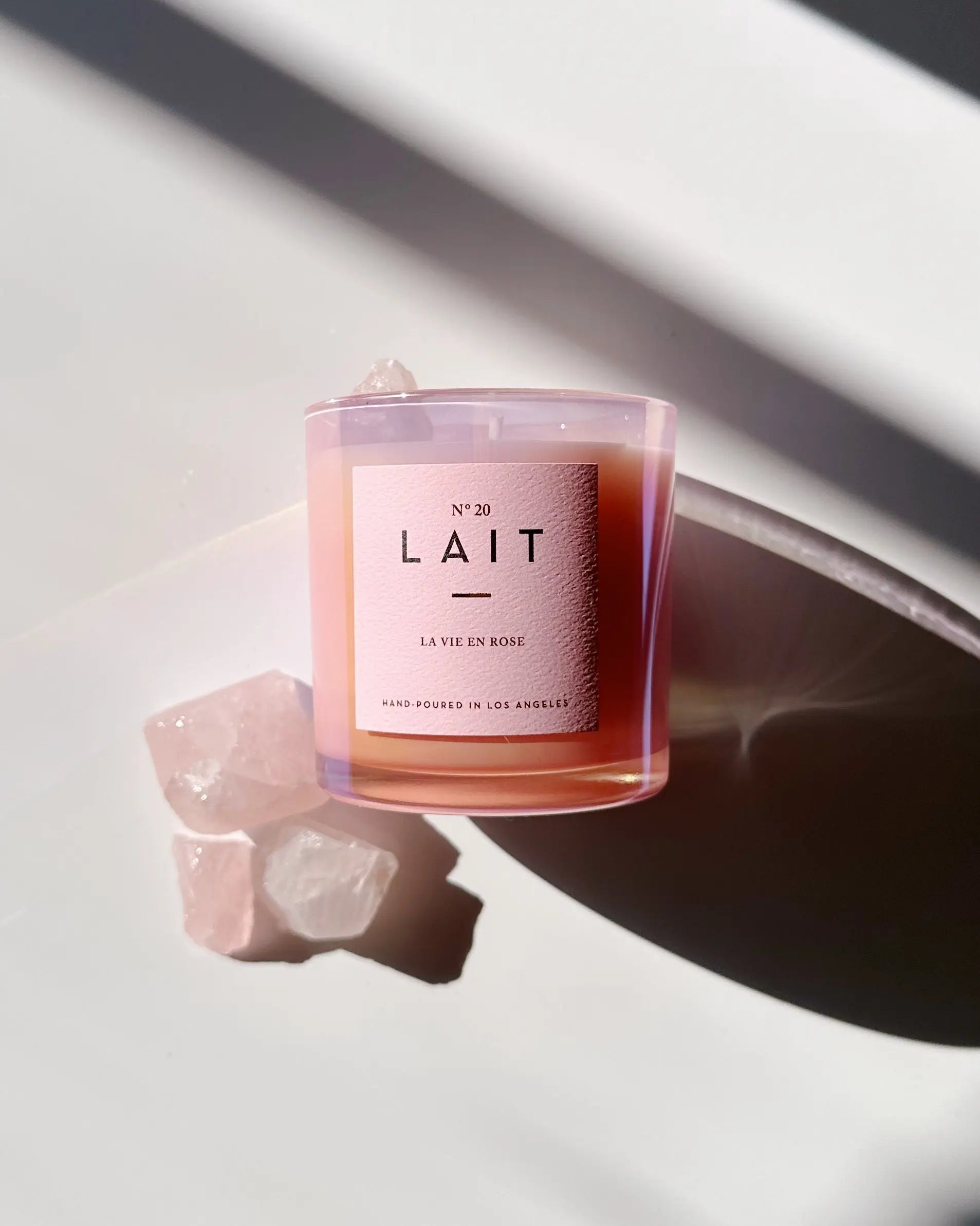 N°20 LA VIE EN ROSE QUARTZ CRYSTAL CANDLE *LIMITED EDITION* SHOP LAIT