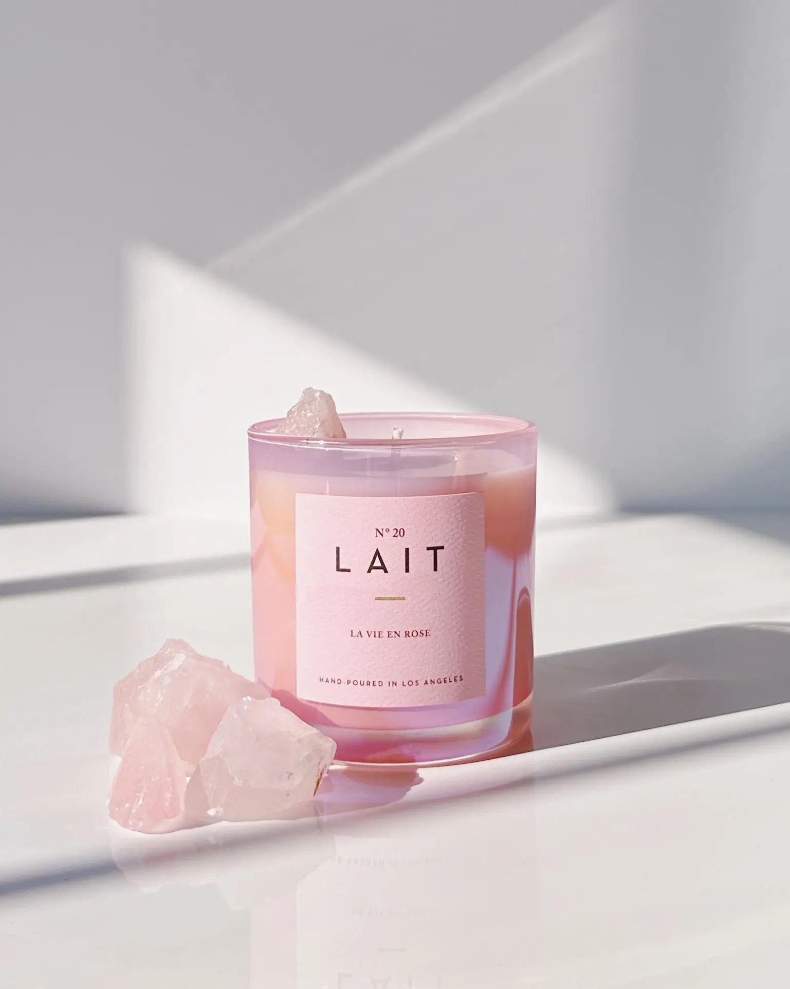 N°20 LA VIE EN ROSE QUARTZ CRYSTAL CANDLE *LIMITED EDITION* SHOP LAIT