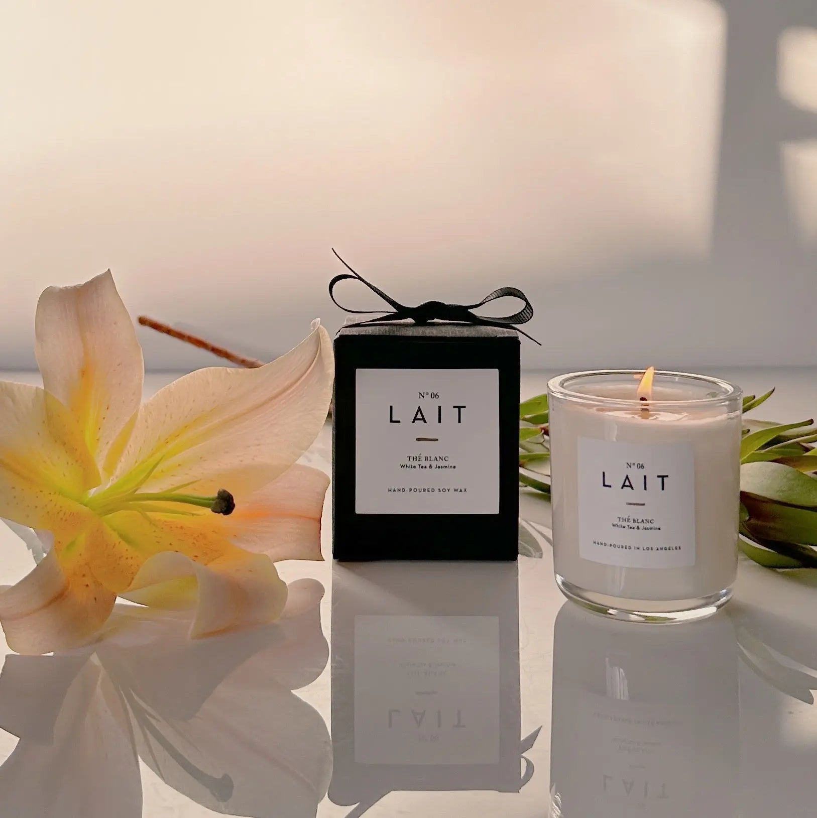 N°06 THÉ BLANC (WHITE TEA) PETITE BOXED CANDLE (3.5OZ) SHOP LAIT