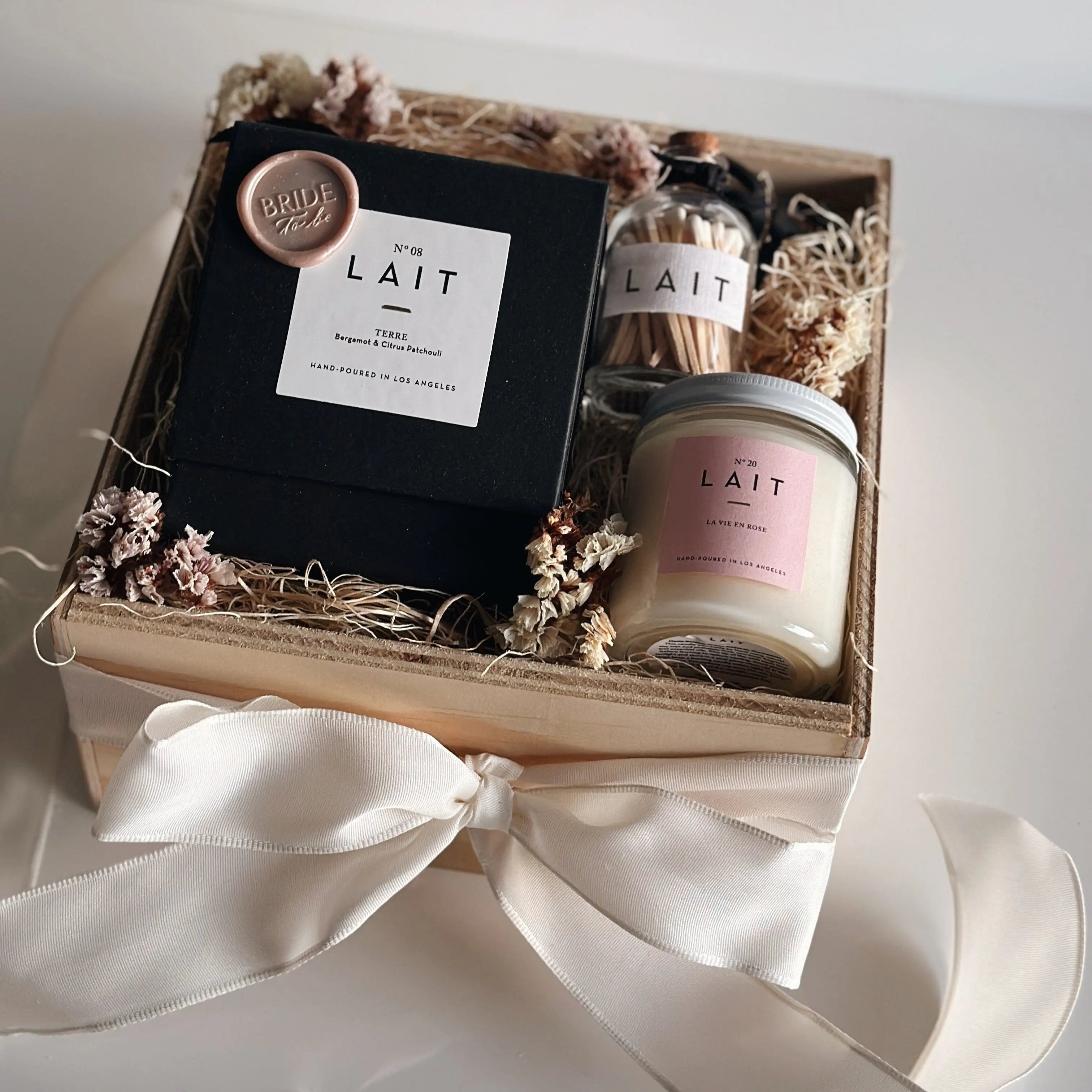 CUSTOM WOODEN CANDLE GIFT BOX SHOP LAIT