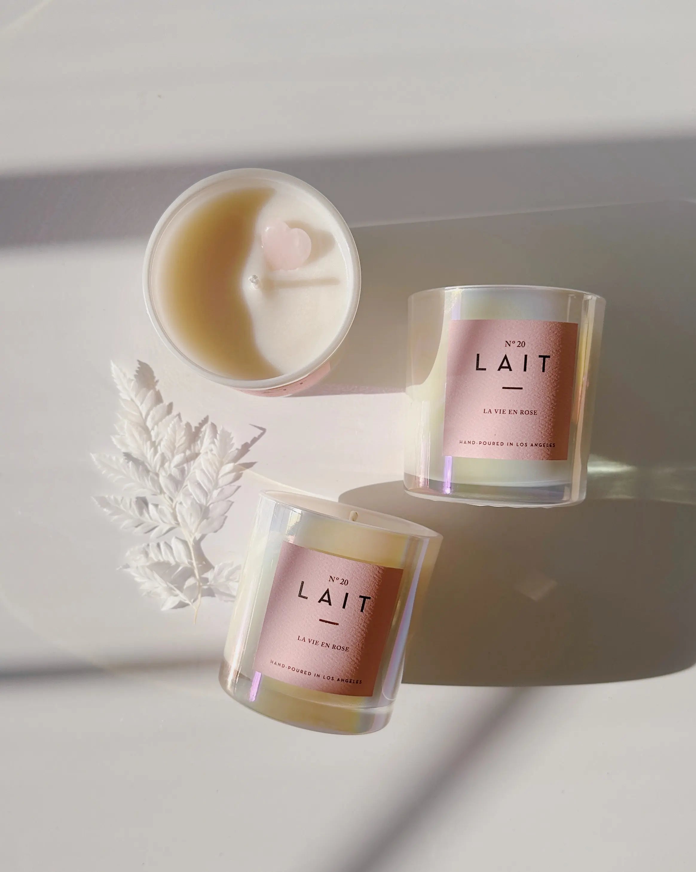 N°20 LA VIE EN ROSE QUARTZ CRYSTAL CANDLE *LIMITED EDITION* SHOP LAIT